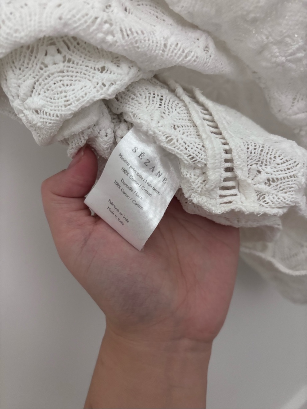 Sezane White Floral Eyelet Flutter-Sleeve Blouse - Picture 5 of 7